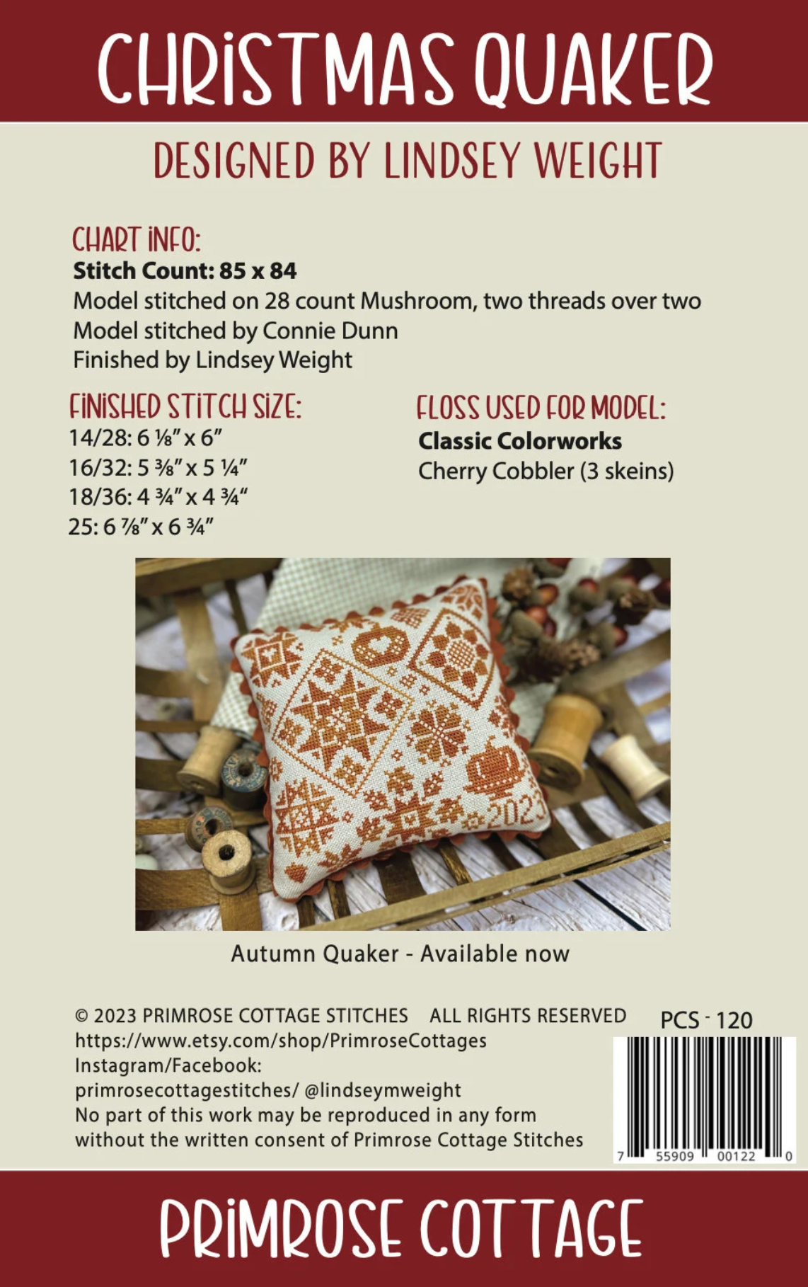 Primrose Cottage Stitches Christmas Quaker PCS-120