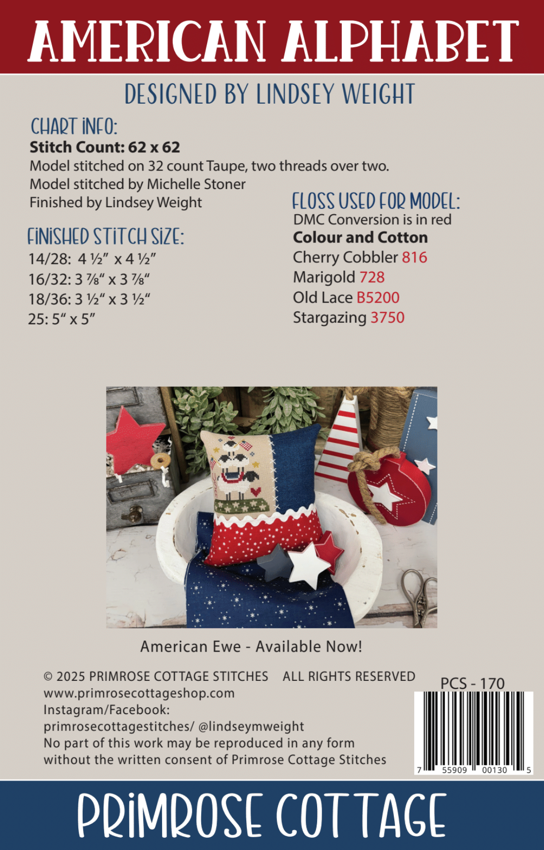 Primrose Cottage Stitches American Alphabet PCS-170
