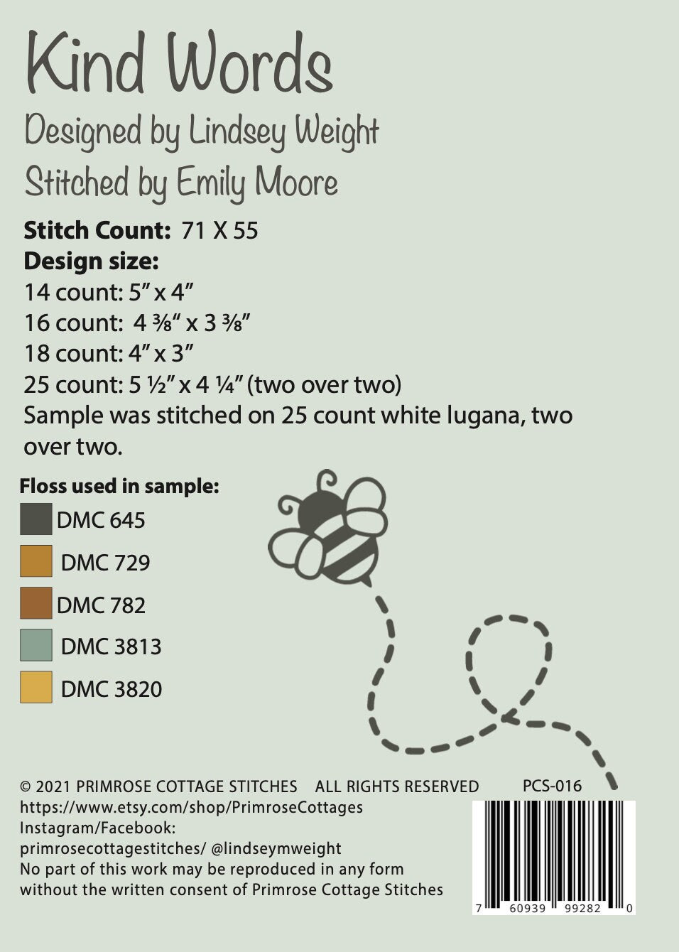 Primrose Cottage Stitches Kind Words PCS-016