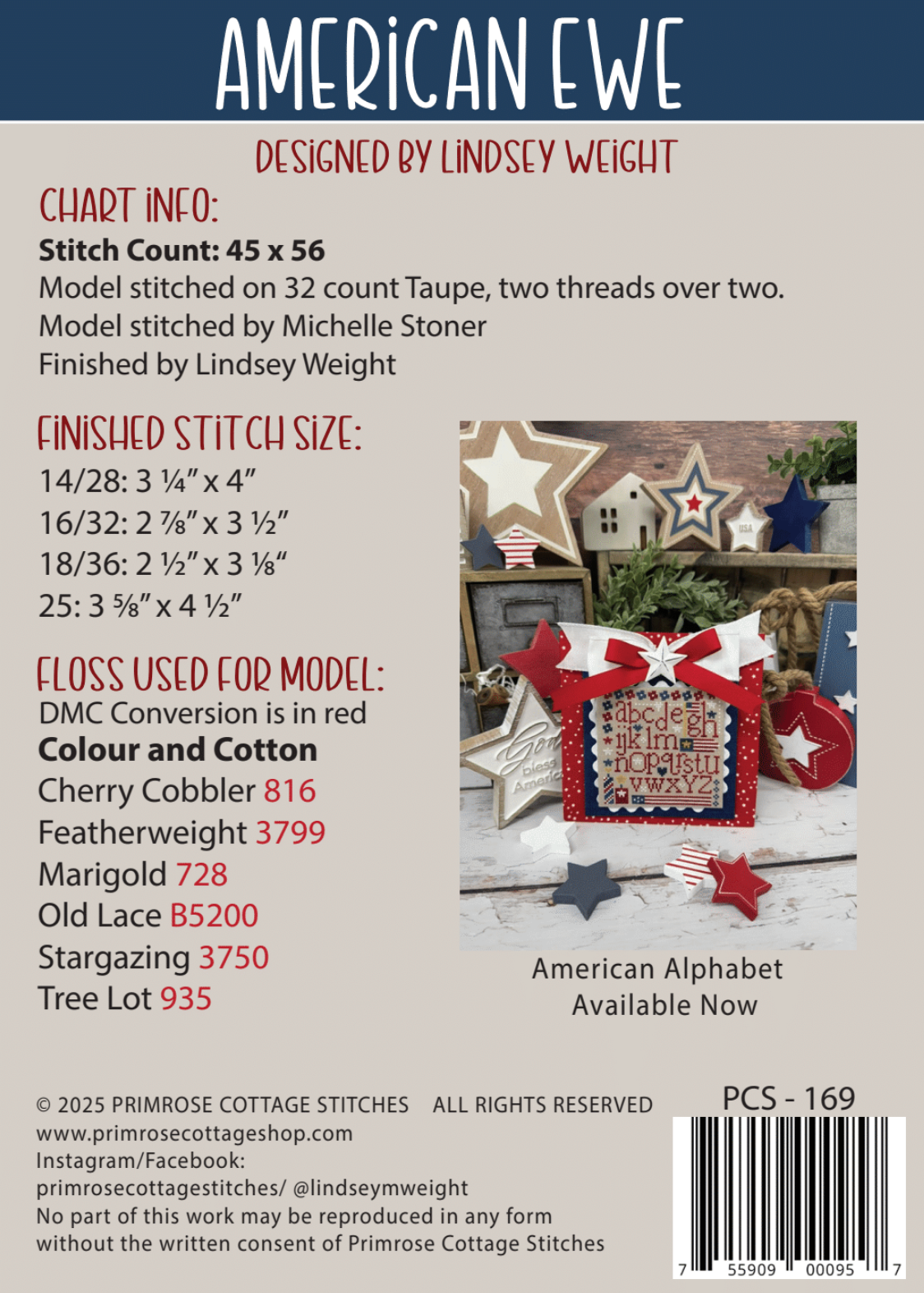 Primrose Cottage Stitches American Ewe PCS-169