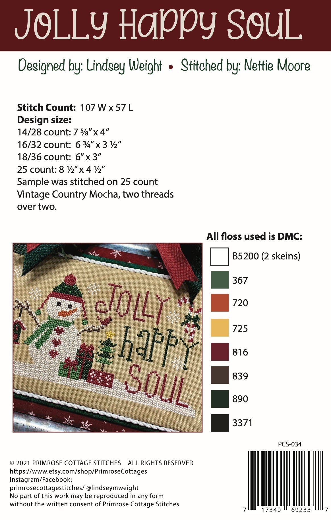 Primrose Cottage Stitches Jolly Happy Soul PCS-034